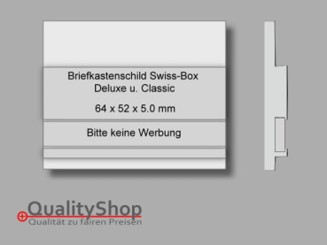 Briefkastenschild Swiss-Box  Deluxe / Classic mit (Bitte Keine Werbung)